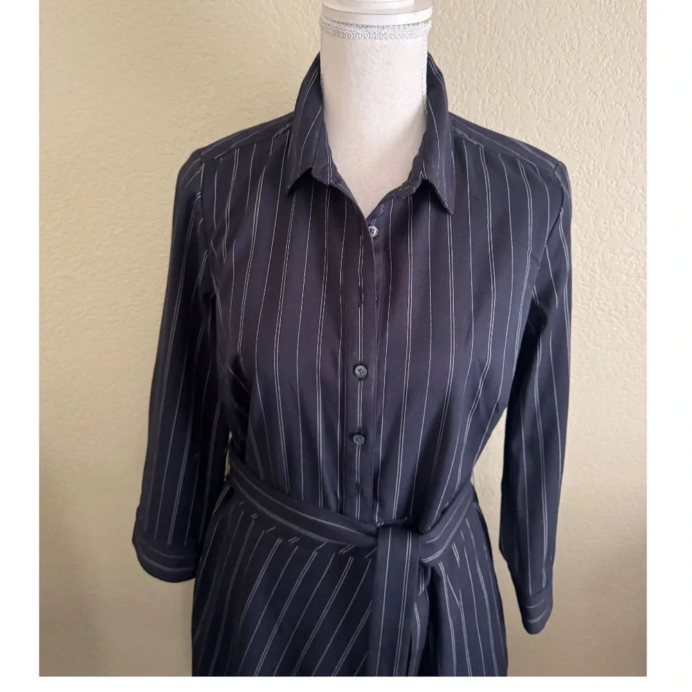 Banana Republic Banana Republic Pinstripe 
Tie-Waist Shirtdress. Size: 6 - Picture 4 of 12